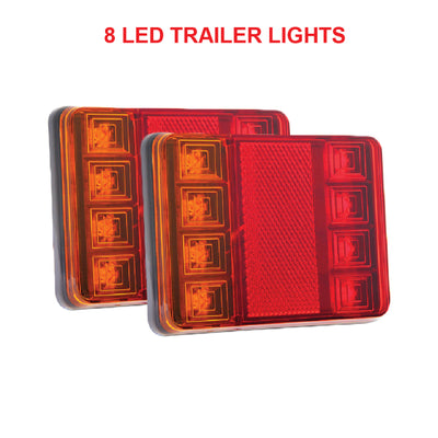 2 x 8 Led trailer Lights Tail Lights trailer Truck Caravan 90 x 115mm - Bigeagle Toolboxes
