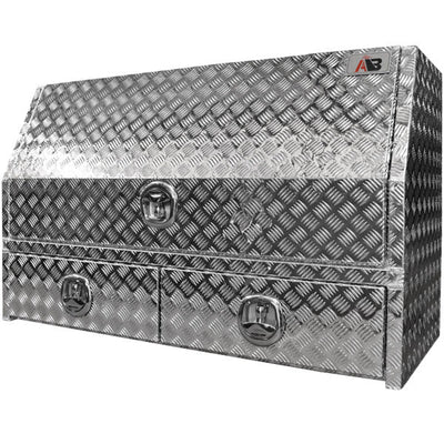 Aluminium Half Door with Drawers Toolbox for Ute Truck Storage ABHD2D1400 1400mm - Bigeagle Toolboxes