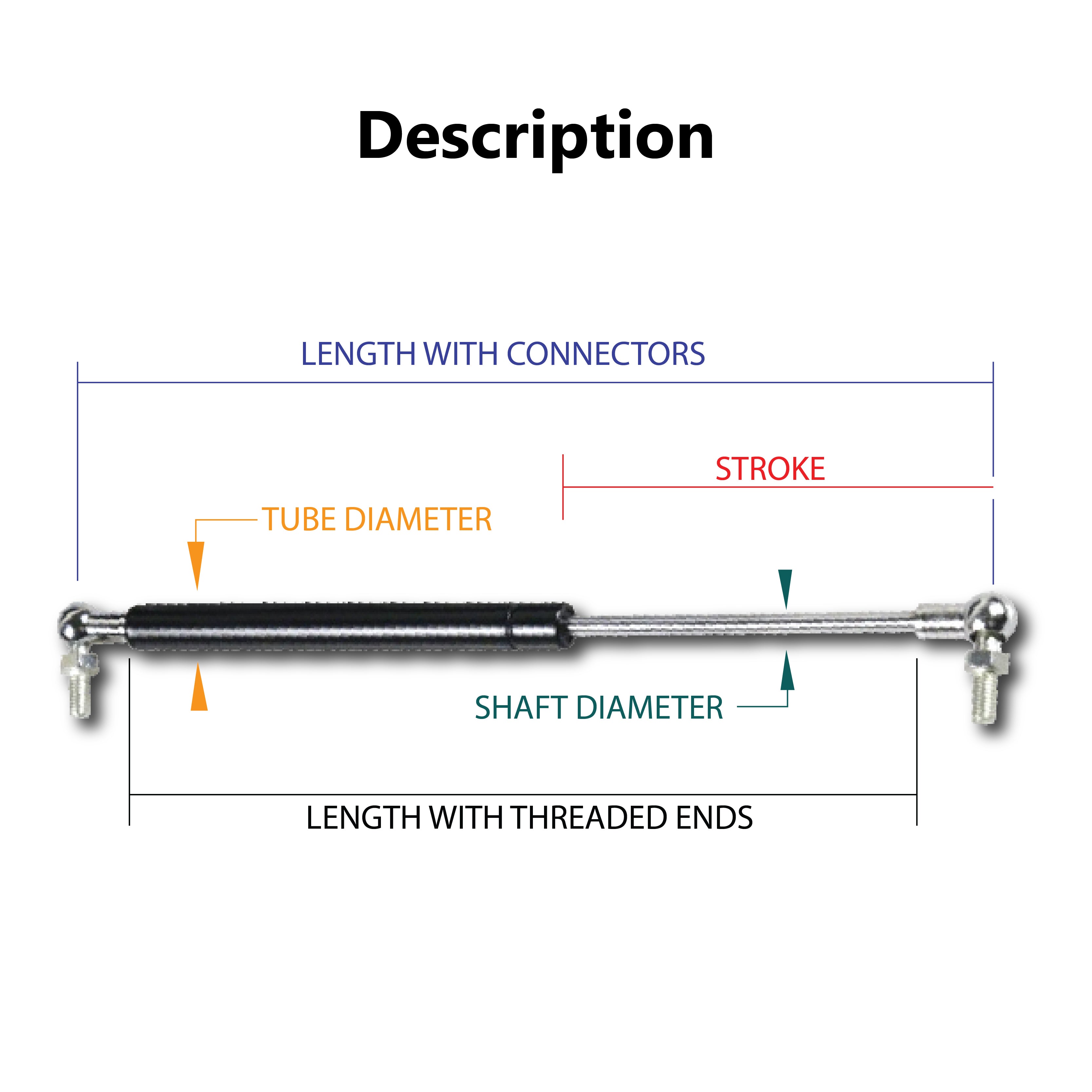 Gas Strut 195mm-100N (6mm Shaft) Caravan, Trailer, Canopy, Toolboxes S ...