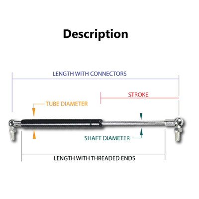 Gas Strut 450mm-350N  (8mm Shaft) Caravans, Trailers, Canopy, Toolboxes struts - Bigeagle Toolboxes