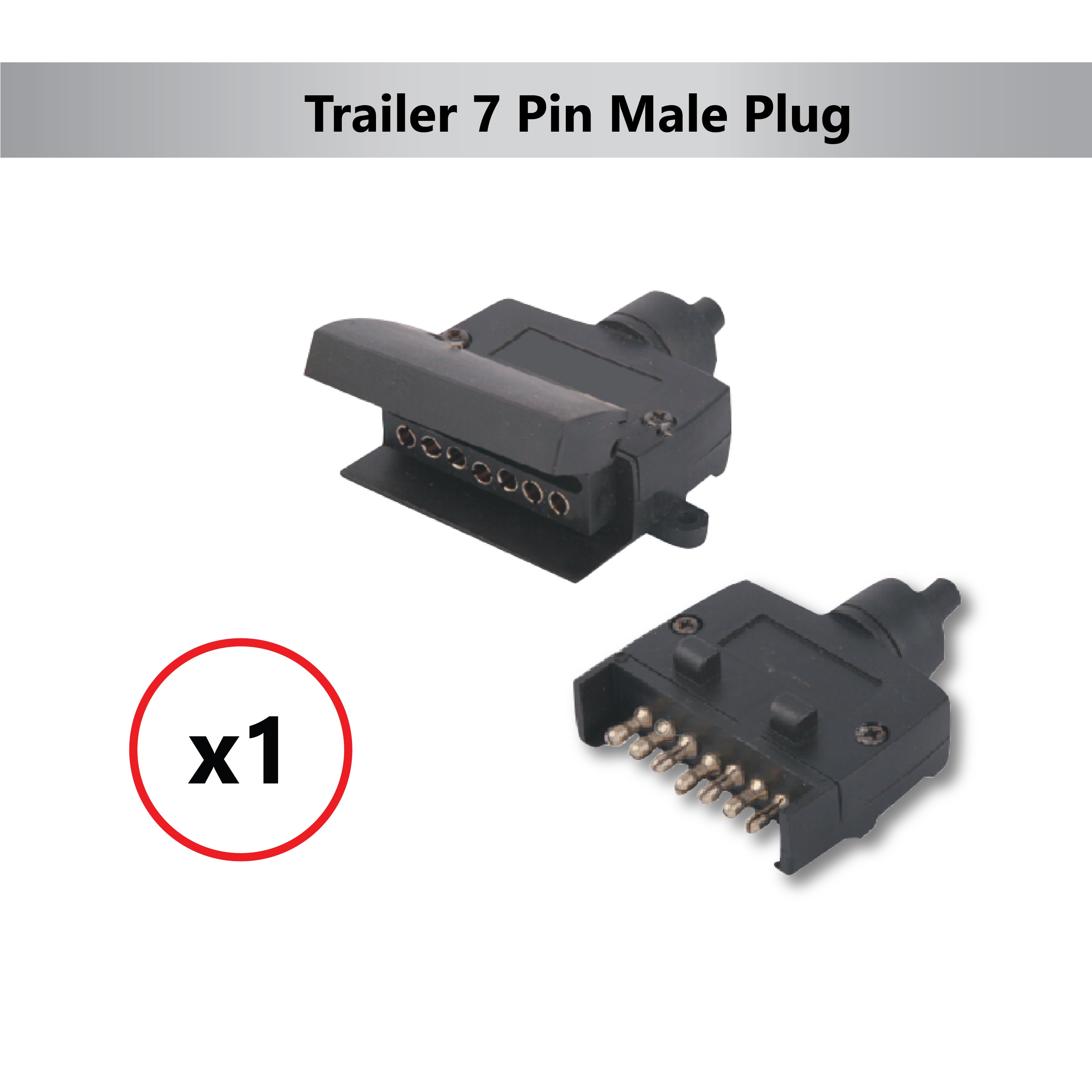 Trailer Plug 7 Pin Flat Male to 7 Pin Plug Flat Female rectangle ...