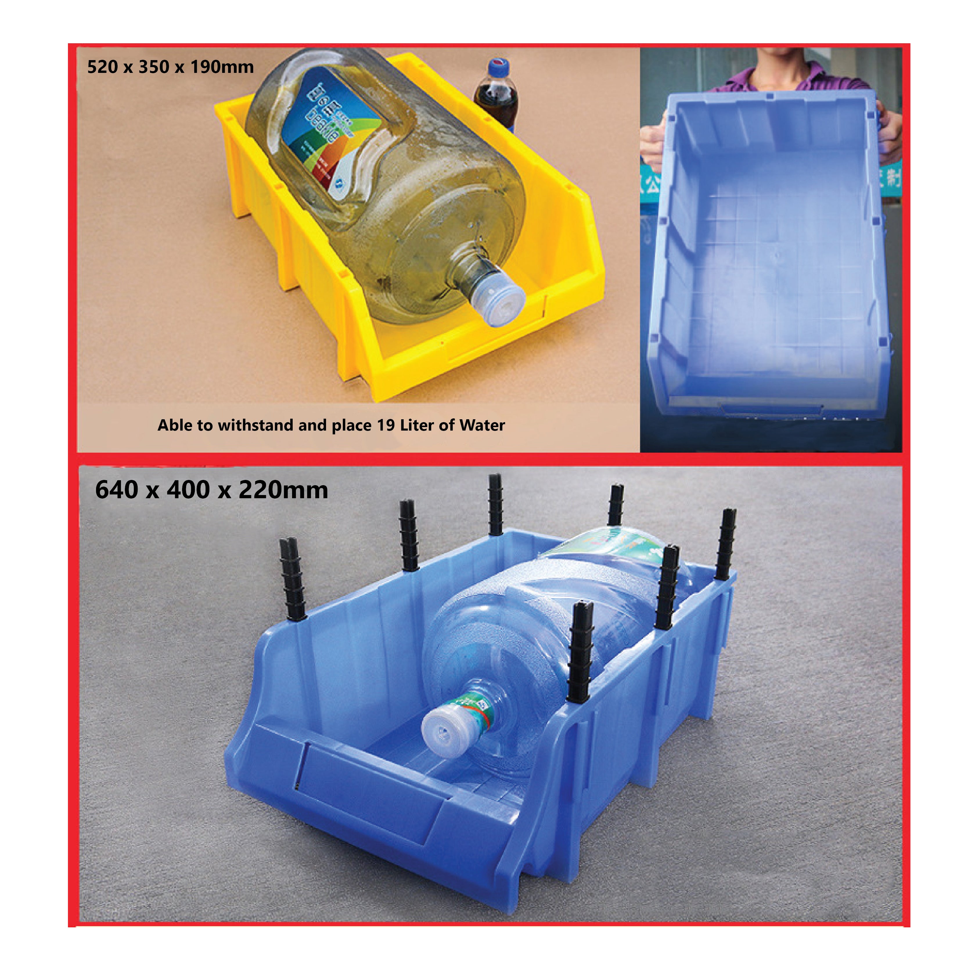 Heavy Duty Storage Bin Stackable Plastic Organiser Toolbox Free Standi ...