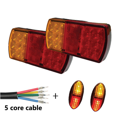 2 x 12 LED TRAILER LIGHTS KIT, 8M 5 Core CABLE, 2 x Red and Yellow Side Marker 12V - Bigeagle Toolboxes