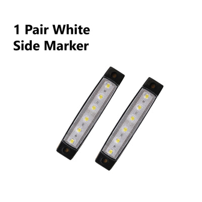 2 x 12 LED TRAILER LIGHTS KIT, 8M 5 Core CABLE, 2 x White Side Marker 12V - Bigeagle Toolboxes