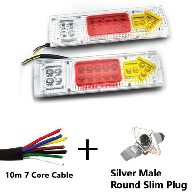 19 LED TRAILER LIGHTS KIT- 1 x Male Round Slim Plug, 1 x 10M 7 CORE CABLE, 12V - Bigeagle Toolboxes