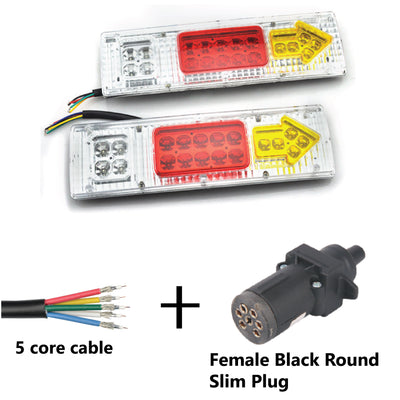 19 LED TRAILER LIGHTS KIT- 1 x Female Round Slim Plug, 1 x 8M 5 CORE CABLE, 12V - Bigeagle Toolboxes
