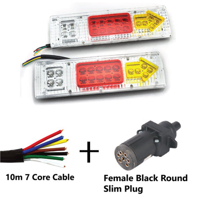 19 LED TRAILER LIGHTS KIT - 1 x Female Round Slim Plug, 1 x 10M 7 CORE CABLE, 12V - Bigeagle Toolboxes