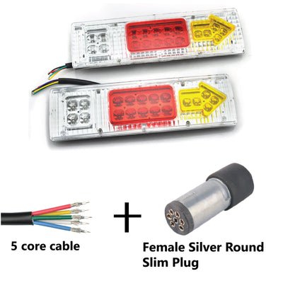 19 LED TRAILER LIGHTS KIT - 1 x Female Round Slim Plug, 1 x 8M 5 CORE CABLE, 12V - Bigeagle Toolboxes