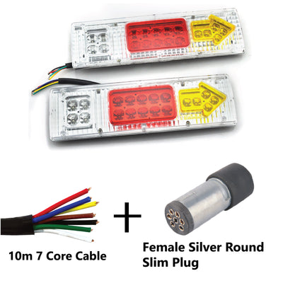 19 LED TRAILER LIGHTS KIT - 1 x Female Round Slim Plug, 1 x 10M 7 CORE CABLE, 12V - Bigeagle Toolboxes