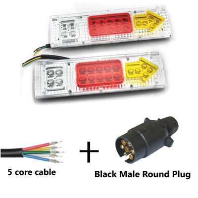 19 LED TRAILER LIGHTS KIT - 1 x Male Round Plug, 1 x 8M 5 CORE CABLE, 12V - Bigeagle Toolboxes