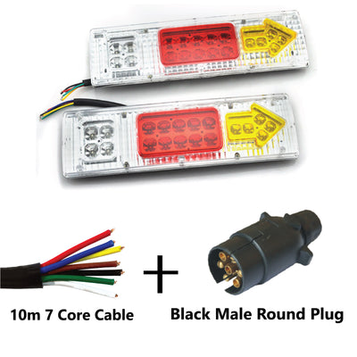 19 LED TRAILER LIGHTS KIT - 1 x Male Round Plug, 1 x 10M 7 CORE CABLE, 12V - Bigeagle Toolboxes