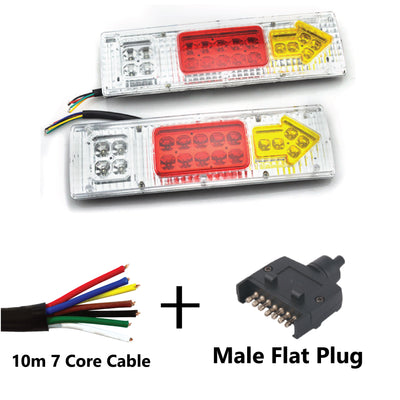 19 LED TRAILER LIGHTS KIT - 1 x Male Flat Plug, 1 x 10M 7 CORE CABLE, 12V - Bigeagle Toolboxes