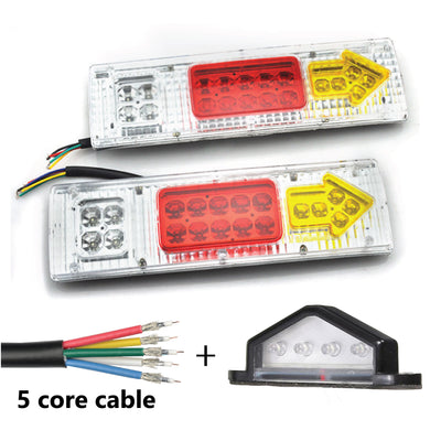 Pair of 19 LED TRAILER LIGHTS KIT -1 x NUMBER PLATE LIGHT, 8M x 5 CORE CABLE 12V - Bigeagle Toolboxes