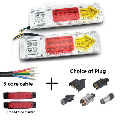 2 x 19 LED TRAILER LIGHTS KIT,1 x Trailer Plug, 8M CABLE, 2 x Red Side Marker 12V - Bigeagle Toolboxes