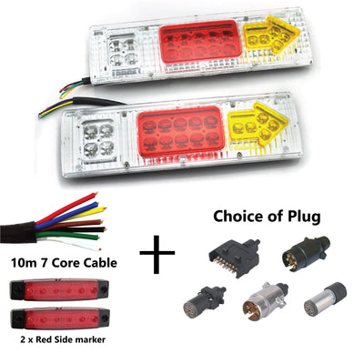 2 x 19 LED TRAILER LIGHTS KIT,1 x Trailer Plug, 10M CABLE, 2 x Red Side Marker 12V - Bigeagle Toolboxes