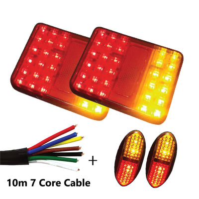 2 x 30 LED TRAILER LIGHTS KIT,10M 7 Core CABLE,2 x Red  Yellow Side Marker 12V - Bigeagle Toolboxes