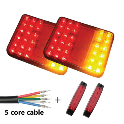 2 x 30 LED TRAILER LIGHTS KIT, 8M 5 Core CABLE, 2 x Red Side Marker 12V - Bigeagle Toolboxes
