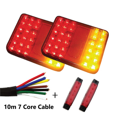 2 x 30 LED TRAILER LIGHTS KIT, 10 M 7 Core CABLE, 2 x Red Side Marker 12V - Bigeagle Toolboxes