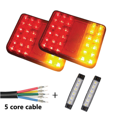 2 x 30 LED TRAILER LIGHTS KIT, 8M 5 Core CABLE, 2 x White Side Marker 12V - Bigeagle Toolboxes