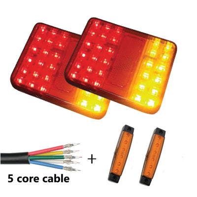 2 x 30 LED TRAILER LIGHTS KIT, 8M 5 Core CABLE, 2 x Yellow Side Marker 12V - Bigeagle Toolboxes