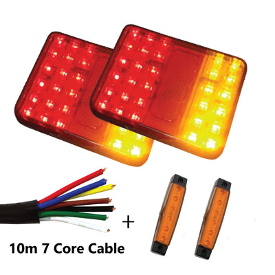 2 x 30 LED TRAILER LIGHTS KIT,10M 7 Core CABLE, 2 x Yellow Side Marker 12V - Bigeagle Toolboxes