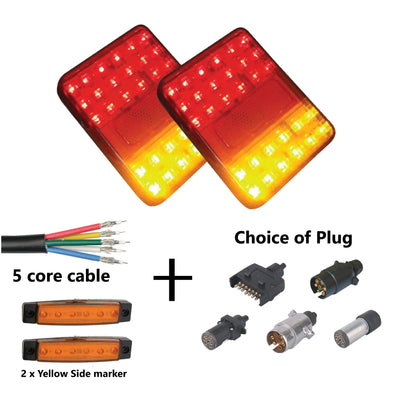2 x 30 LED TRAILER LIGHTS KIT,1 x Trailer Plug, 8M CABLE, 2 x Yellow Side Marker 12V - Bigeagle Toolboxes