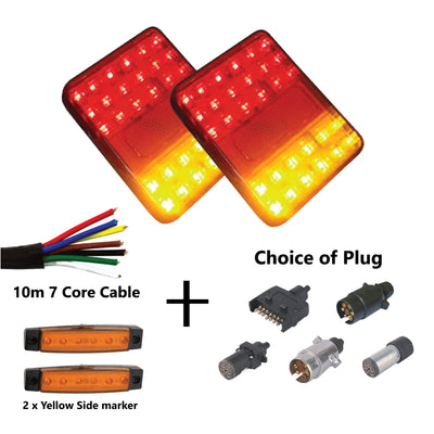 2 x 30 LED TRAILER LIGHTS KIT,1 x Trailer Plug, 10M CABLE, 2 x Yellow Side Marker 12V - Bigeagle Toolboxes