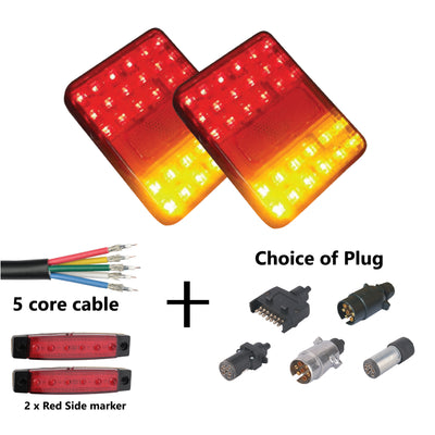 2 x 30 LED TRAILER LIGHTS KIT,1 x Trailer Plug, 8M CABLE, 2 x Red Side Marker 12V - Bigeagle Toolboxes