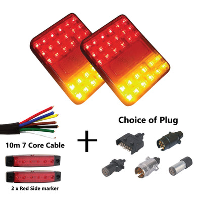 2 x 30 LED TRAILER LIGHTS KIT,1 x Trailer Plug, 10M CABLE, 2 x Red Side Marker 12V - Bigeagle Toolboxes