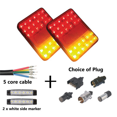 2 x 30 LED TRAILER LIGHTS KIT,1 x Trailer Plug, 8M CABLE, 2 x White Side Marker 12V - Bigeagle Toolboxes