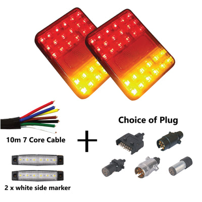 2 x 30 LED TRAILER LIGHTS KIT,1 x Trailer Plug, 10M CABLE, 2 x White Side Marker 12V - Bigeagle Toolboxes