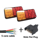 10 LED TRAILER LIGHTS KIT - 1 x Male Flat Plug, 1 x 8M 5 CORE CABLE, 12V - Bigeagle Toolboxes