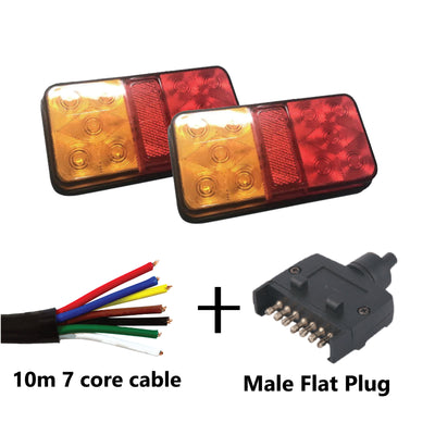 10 LED TRAILER LIGHTS KIT - 1 x Male Flat Plug, 1 x 10M 7 CORE CABLE, 12V - Bigeagle Toolboxes