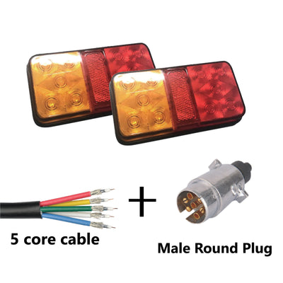 10 LED TRAILER LIGHTS KIT - 1 x Male Round Plug, 1 x 8 M 5 CORE CABLE, 12V - Bigeagle Toolboxes