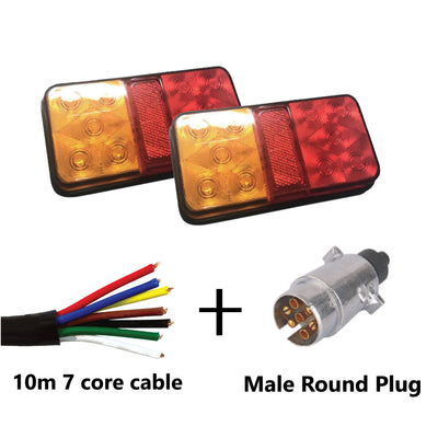 10 LED TRAILER LIGHTS KIT - 1 x Male Round Plug, 1 x 10 M 7 CORE CABLE, 12V - Bigeagle Toolboxes