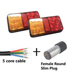 10 LED TRAILER LIGHTS KIT - 1 x Female Round Slim Plug , 1 x 8 M 5 CORE CABLE, 12V - Bigeagle Toolboxes