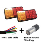 10 LED TRAILER LIGHTS KIT - 1 x Female Silver Round  Slim Plug , 1 x 10 M 7 CORE CABLE, 12V - Bigeagle Toolboxes