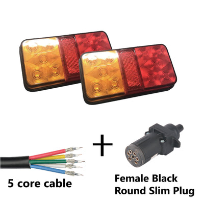 10 LED TRAILER LIGHTS KIT - 1 x Female Round Slim Plug, 1 x 8M 5 CORE CABLE, 12V - Bigeagle Toolboxes