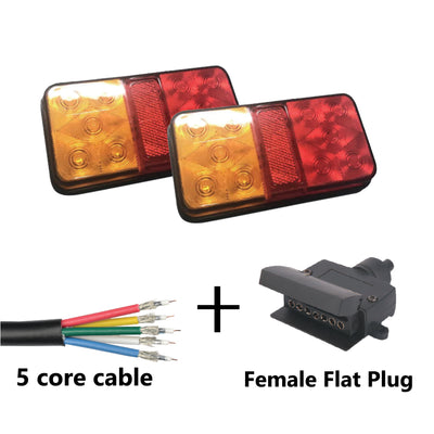 10 LED TRAILER LIGHTS KIT - 1 x Female Flat Plug, 1 x 10M 7 CORE CABLE, 12V - Bigeagle Toolboxes