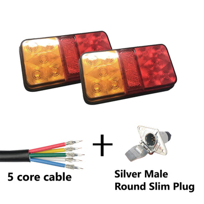 10 LED TRAILER LIGHTS KIT - 1 x Male Silver Slim Plug, 1 x 10M 7 CORE CABLE, 12V - Bigeagle Toolboxes
