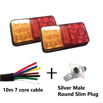10 LED TRAILER LIGHTS KIT - 1 x Male Round Slim Plug, 1 x 10M 7 CORE CABLE, 12V - Bigeagle Toolboxes