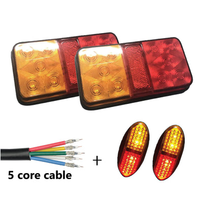 2 x 10 LED TRAILER LIGHTS KIT, 8M 5 Core CABLE, 2 x Red / Yellow and Side Marker 12V - Bigeagle Toolboxes
