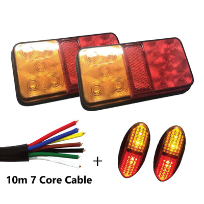 2 x 10 LED TRAILER LIGHTS KIT, 10M 7 Core CABLE, 2 x Red / Yellow and Side Marker 12V - Bigeagle Toolboxes