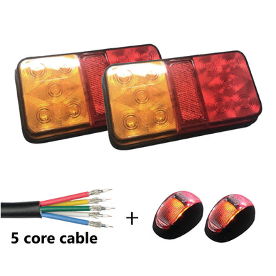 2 x 10 LED TRAILER LIGHTS KIT, 8M 5 Core CABLE, 2 x Red  & Yellow Side Marker 12V - Bigeagle Toolboxes