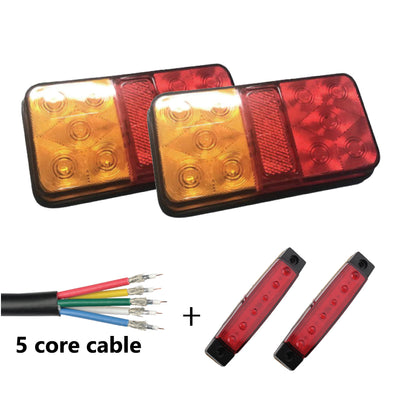 2 x 10 LED TRAILER LIGHTS KIT, 8M 5 Core CABLE, 2 x Red Side Marker 12V - Bigeagle Toolboxes