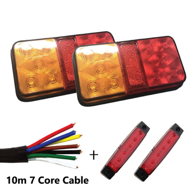 2 x 10 LED TRAILER LIGHTS KIT, 10M 7 Core CABLE, 2 x Red Side Marker 12V - Bigeagle Toolboxes