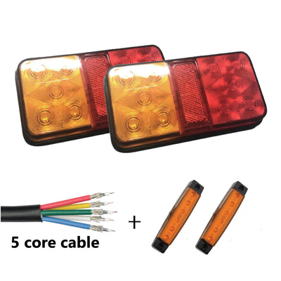 2 x 10 LED TRAILER LIGHTS KIT, 8M 5 Core CABLE, 2 x Yellow Side Marker 12V - Bigeagle Toolboxes