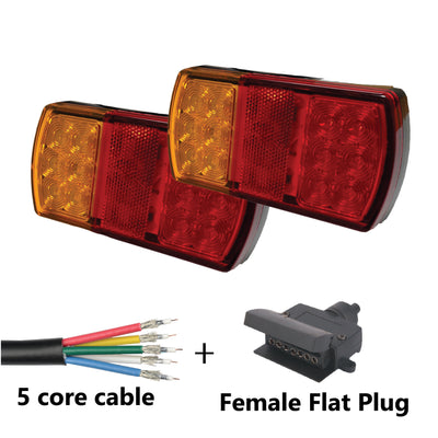 12 LED TRAILER LIGHTS KIT - 1 x Female Flat Plug, 1 x 8M 5 CORE CABLE, 12V - Bigeagle Toolboxes