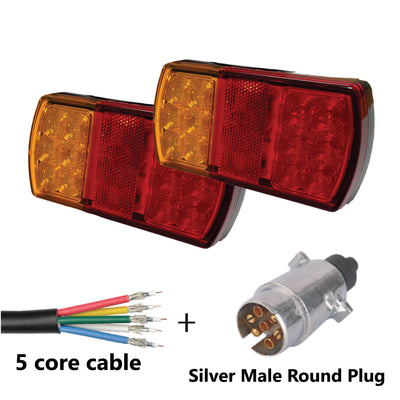 12 LED TRAILER LIGHTS KIT - 1 x Male Round Plug, 1 x 8M 5 CORE CABLE, 12V - Bigeagle Toolboxes