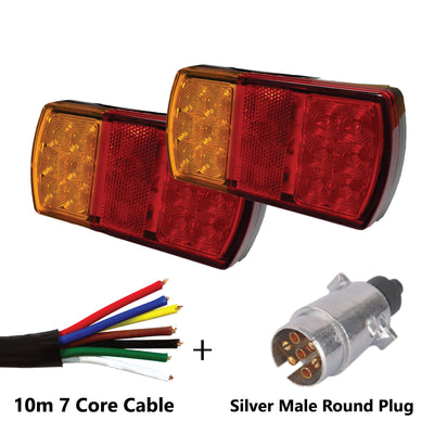 12 LED TRAILER LIGHTS KIT - 1 x Male Round Plug, 1 x 10M 7 CORE CABLE, 12V - Bigeagle Toolboxes